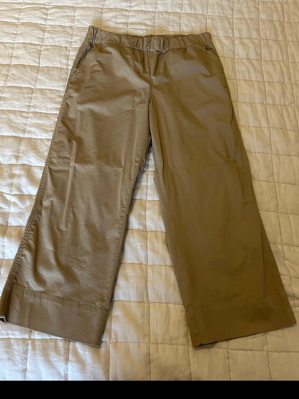 Quince Organic Cotton Wide Leg Pants Tan Size 14 NWOT